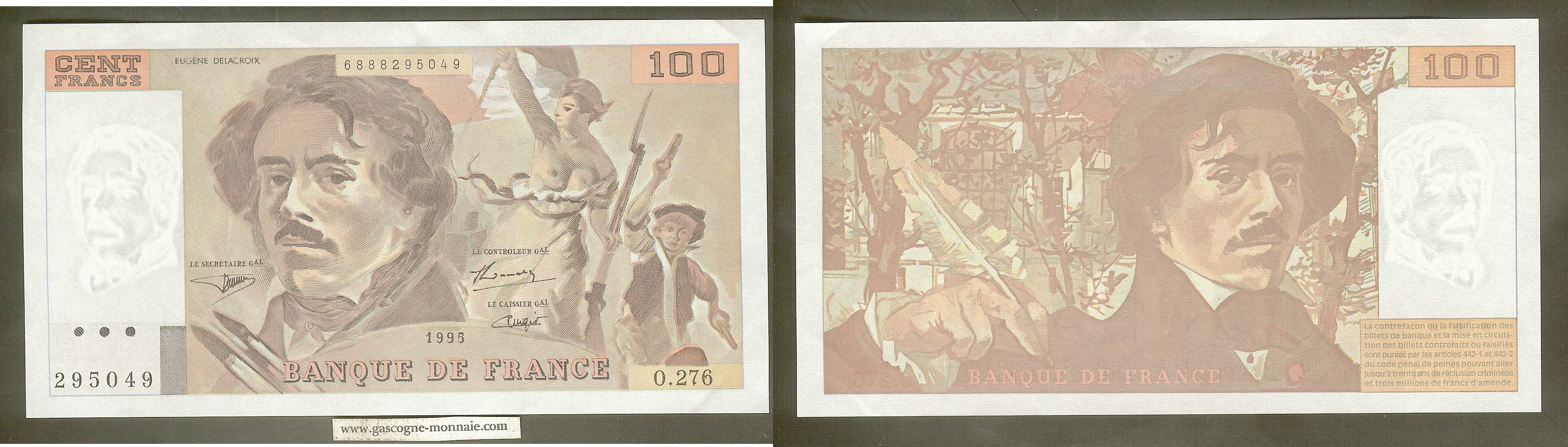 100 Francs Delacroix 1995  O.276  295049 SPL+